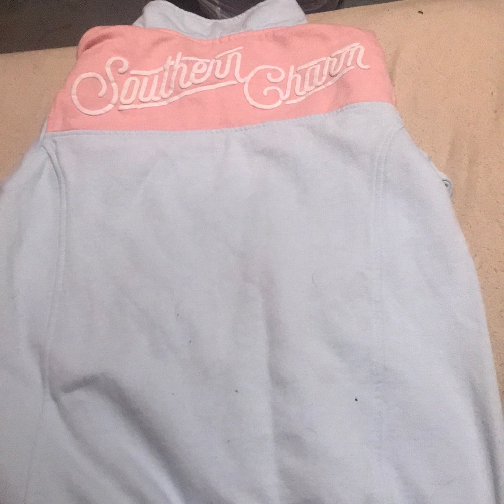 Blue and pink sweater southern charm